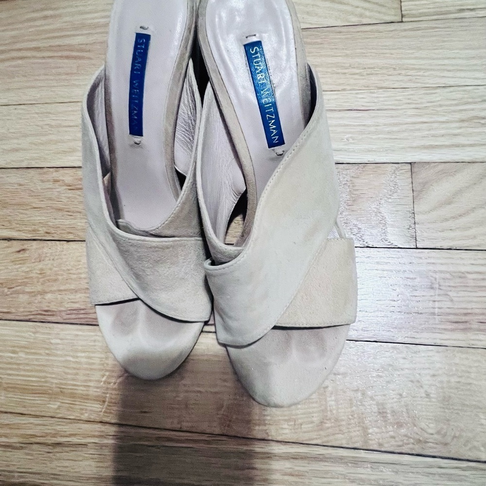Stuart Weitzman Galene Adobe Suede Crossover Slide Sandals Size 6.5 - Picture 3 of 3